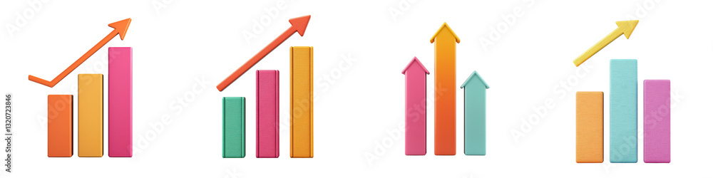 Upward trend arrows in a variety of vibrant colors displayed in a business infographic chart showcasing growth progress and success Upward trend arrows in a variety of vibrant colors displayed in a business infographic chart showcasing growth progress and success