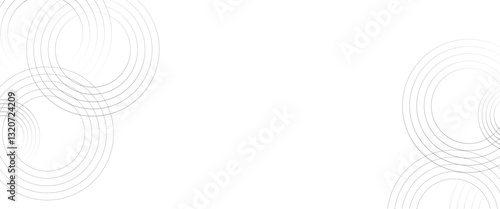 Vector digital future technology concept. Abstract white background with black circle rings.