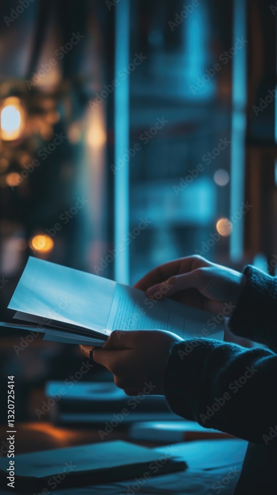 A person sitting at a table reading a book, great for education or leisure scenes A person sitting at a table reading a book, great for education or leisure scenes