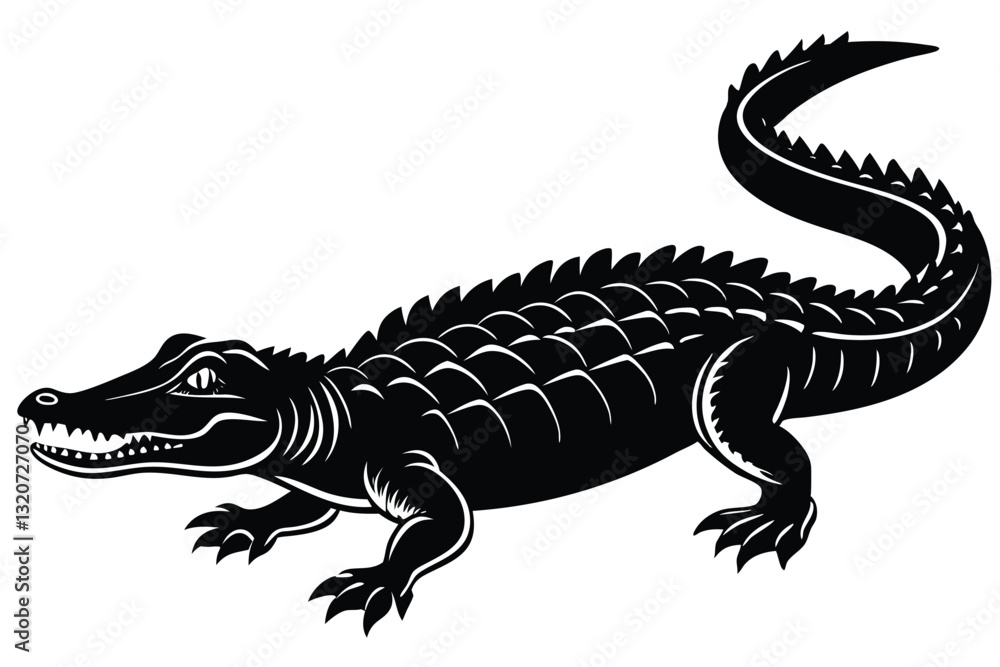 Fototapeta premium Crocodile and alligator silhouette
