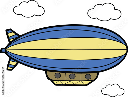 Colorful Cartoon Airship Vector Art – High-Quality Illustration for Creative Designs