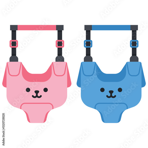 Handheld baby walking harness vector cartoon illustration isolated on a white background.