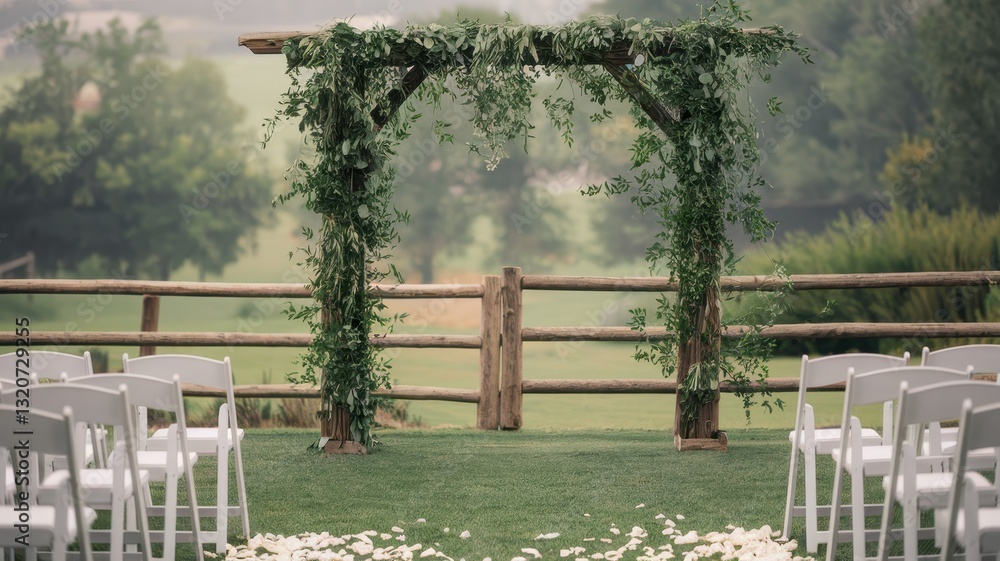 Fototapeta premium Rustic Outdoor Wedding Ceremony Setup