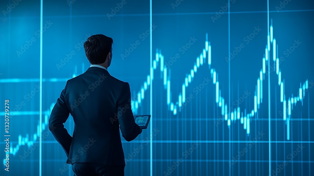 Businessman Reviewing Financial Market Data Graph Businessman Reviewing Financial Market Data Graph