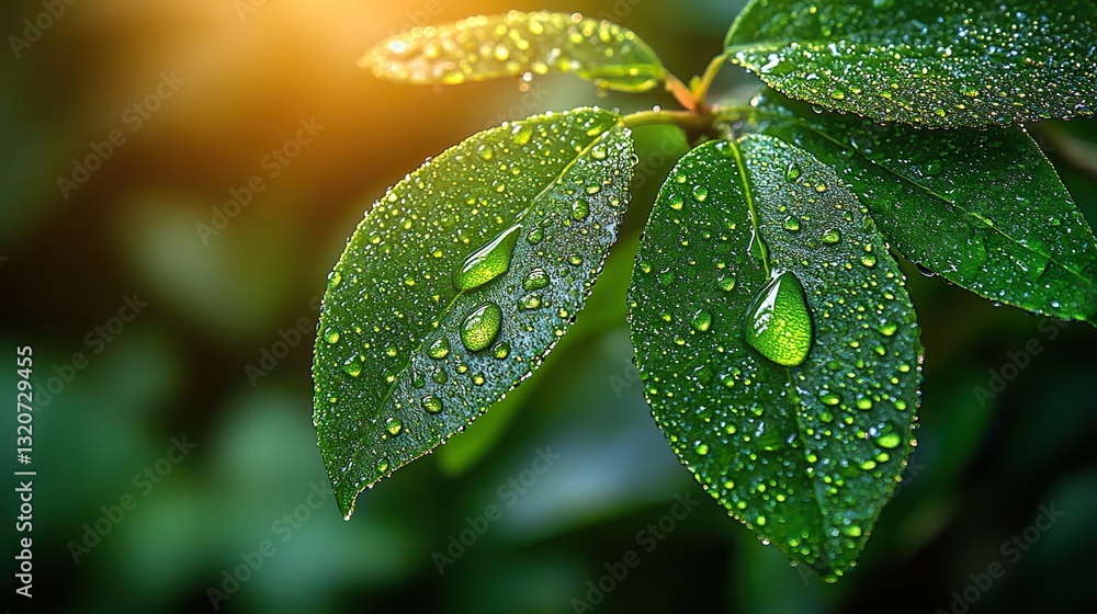 Soft natural light, lush green leaf, water droplet forming at tip close up moment before fall, window light filtering. Soft natural light, lush green leaf, water droplet forming at tip close up moment before fall, window light filtering.