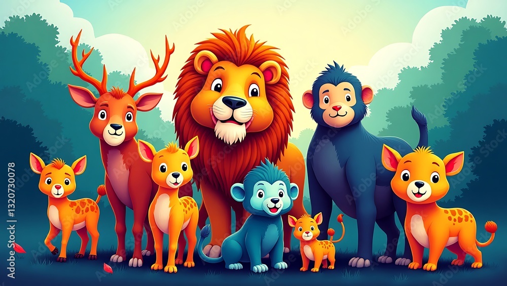 Naklejka premium animals in the forest and wild animals collection