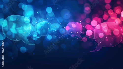 Abstract digital background. Abstract glowing message bubbles. Social media or online communication concept. Digital communication bubbles. social network and global connection. Copy space area