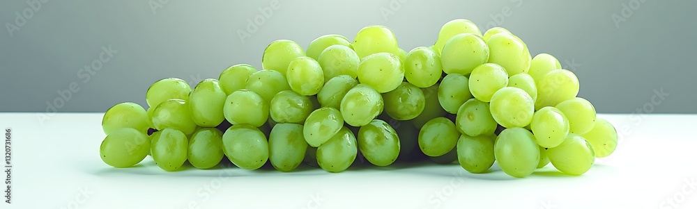 Fresh green grapes arranged elegantly on a light surface with a neutral background. Fresh green grapes arranged elegantly on a light surface with a neutral background.