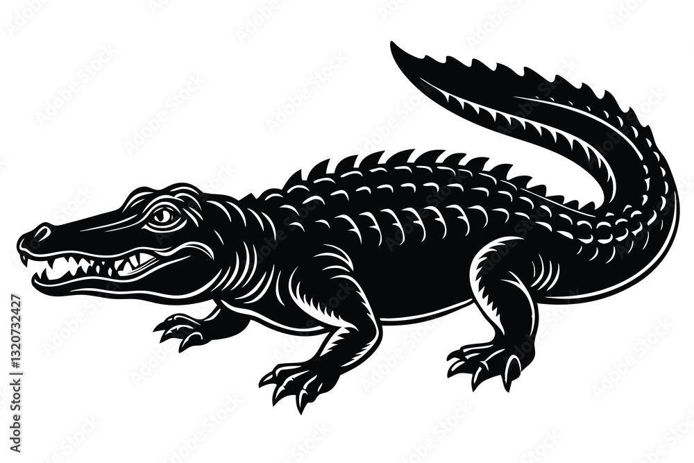 Obraz premium Crocodile and alligator silhouette