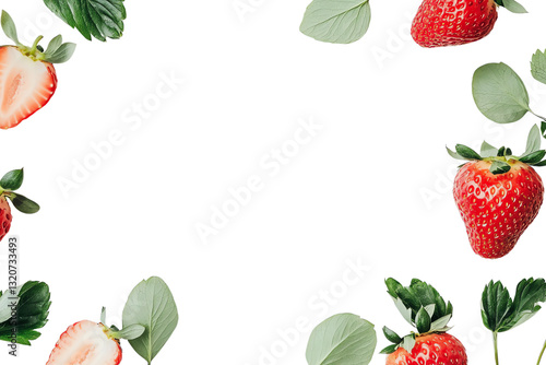 Wallpaper Mural Fresh Strawberries with Leaves - A Summer Delight Torontodigital.ca