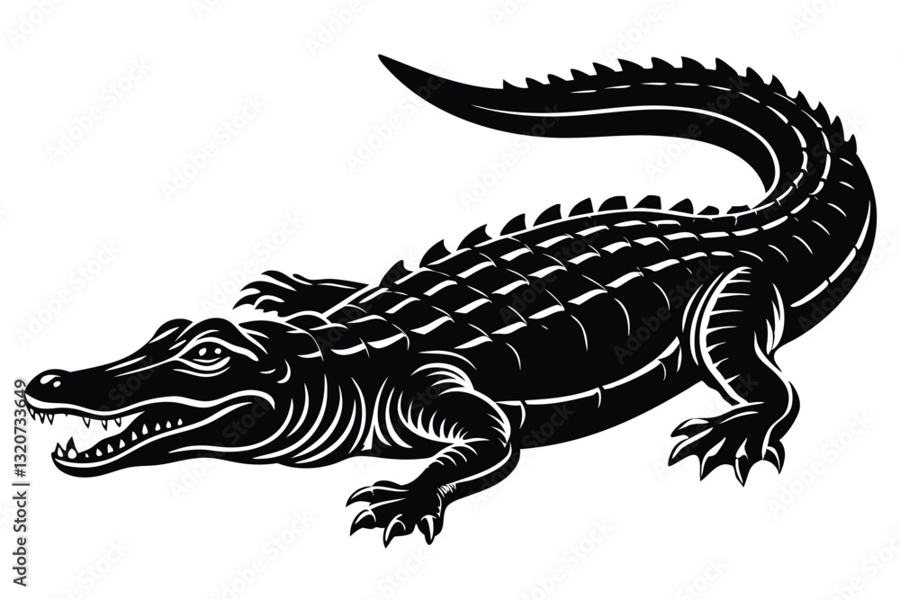 Naklejka premium Alligator vector silhouette illustration black color