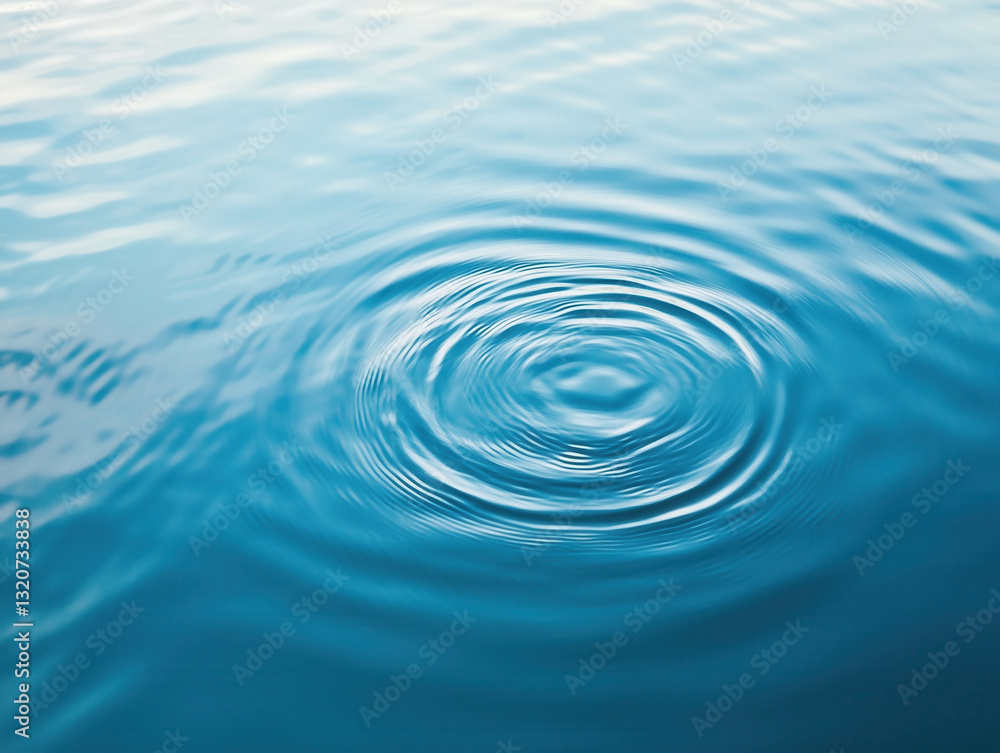 Water droplet creating concentric ripples on calm surface Water droplet creating concentric ripples on calm surface