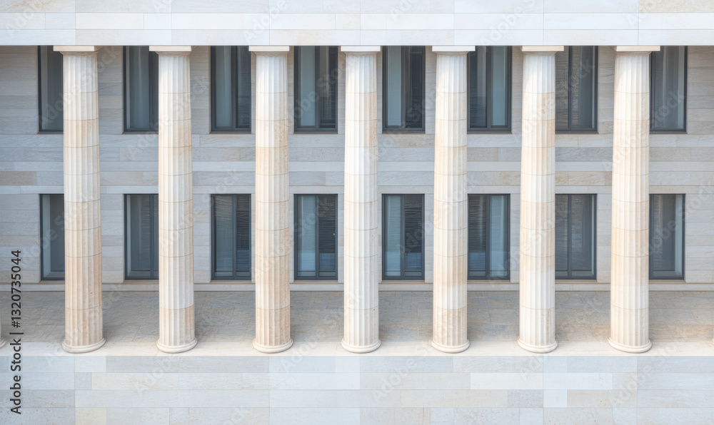 Fototapeta premium Elegant columns of a modern building with refined architectural lines and clean design