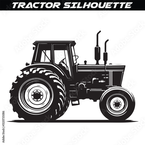 Tractor silhouette vector, tractor vector silhouette illustration