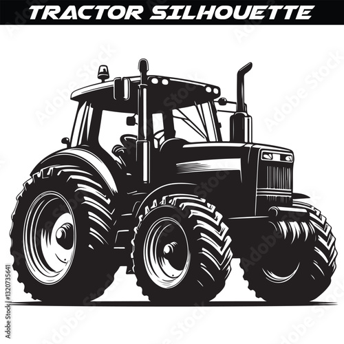 Tractor silhouette vector, tractor vector silhouette illustration