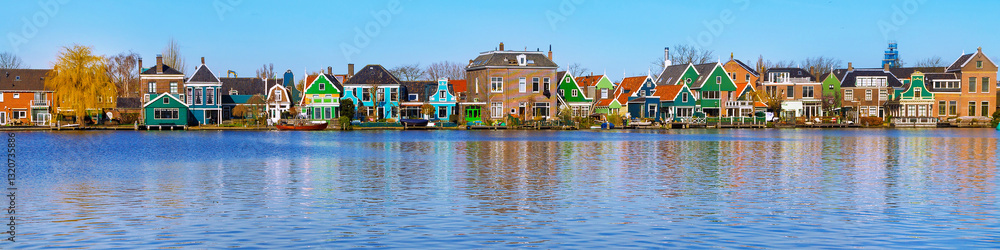 Fototapeta premium Panorama of old dutch houses, Holland