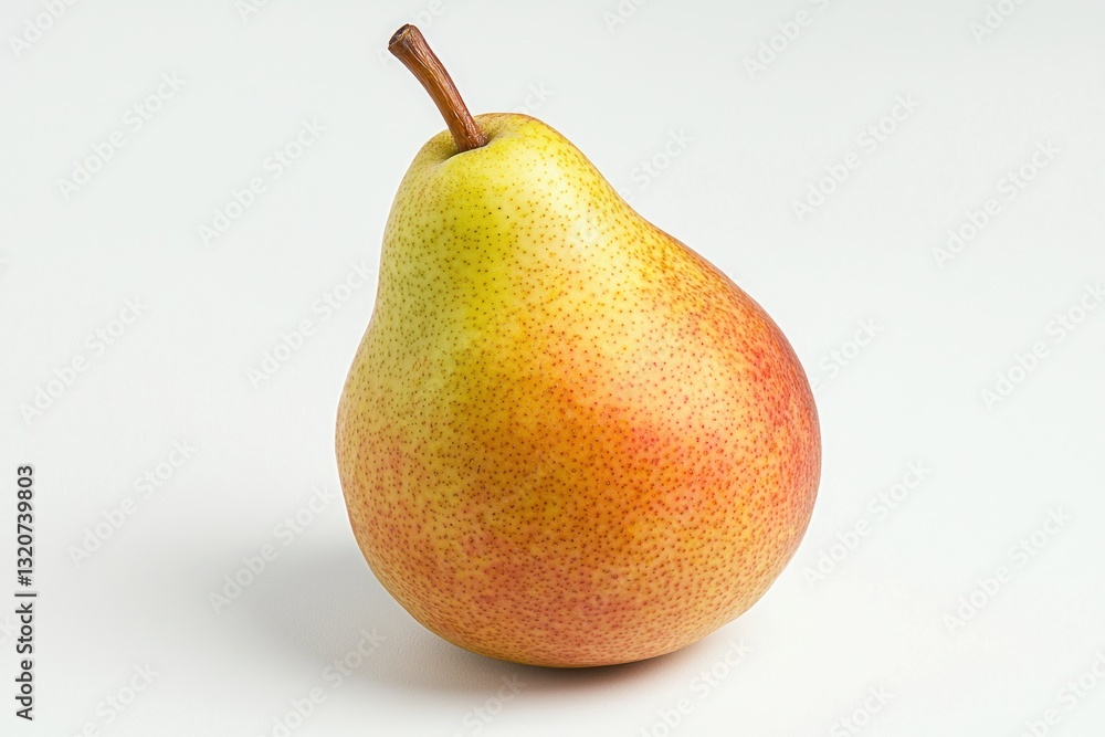 Fresh pear on a white background showcasing its vibrant colors and smooth skin in a studio shot Fresh pear on a white background showcasing its vibrant colors and smooth skin in a studio shot