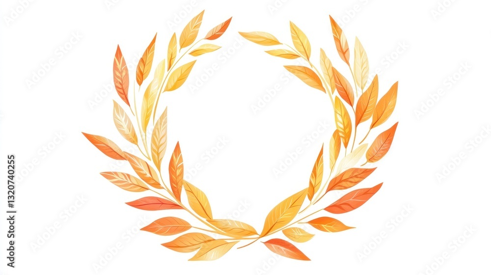 Abstract autumnal leaf wreath frame for design use Abstract autumnal leaf wreath frame for design use