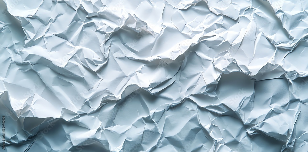 Fototapeta premium Crumpled White Paper Texture Background with Shadow and Light Detail