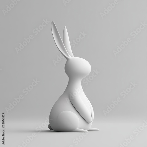 Wallpaper Mural White Rabbit Figurine Minimalist 3D Render Torontodigital.ca