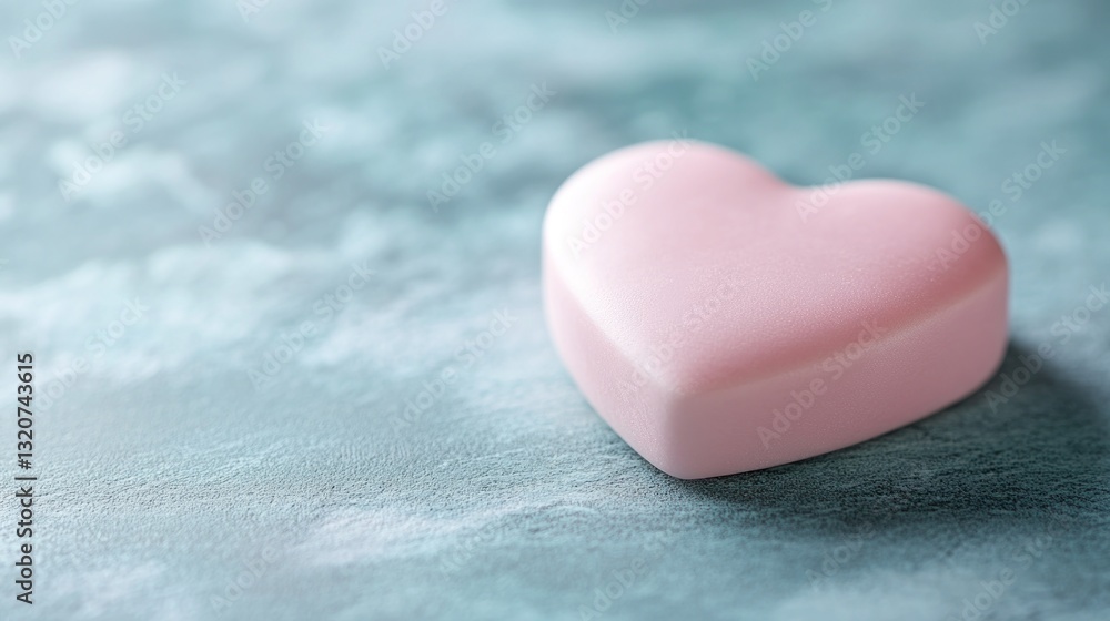 Obraz premium A pale pink heart-shaped object rests on a teal surface