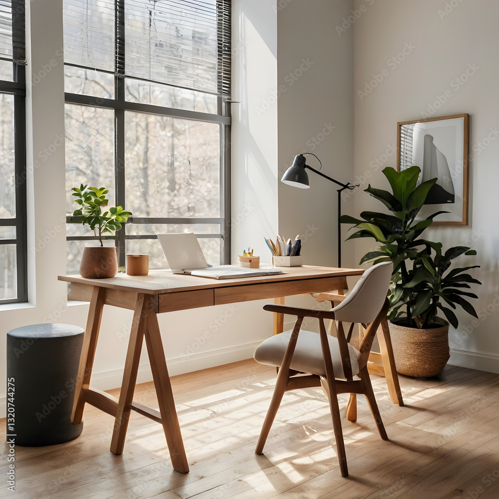 Fototapeta premium Minimalist Workspace with Natural Light