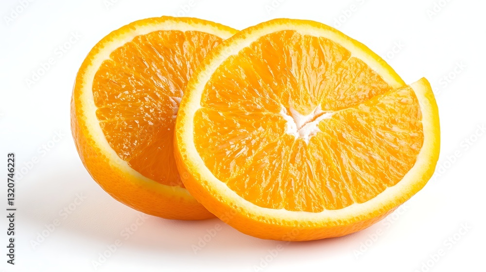 Fototapeta premium Freshly sliced oranges showcasing vibrant color and juicy texture.