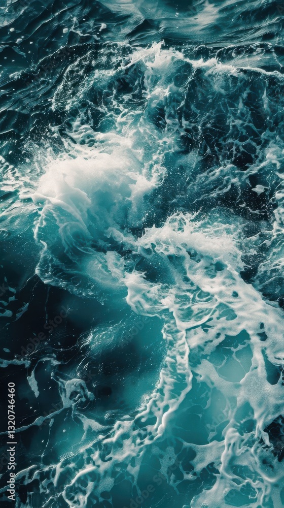 Waves crashing against each other creating frothy patterns in a deep blue ocean during daylight hours Waves crashing against each other creating frothy patterns in a deep blue ocean during daylight hours