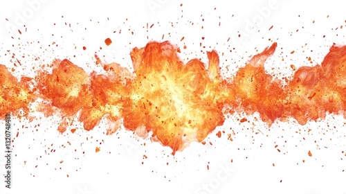 Wallpaper Mural Fiery explosion with orange and yellow flames, isolated on white background Torontodigital.ca