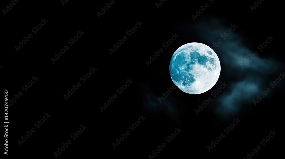 Obraz premium Dark sky concept. A luminous full moon shining brightly against a dark, cloudy night sky.