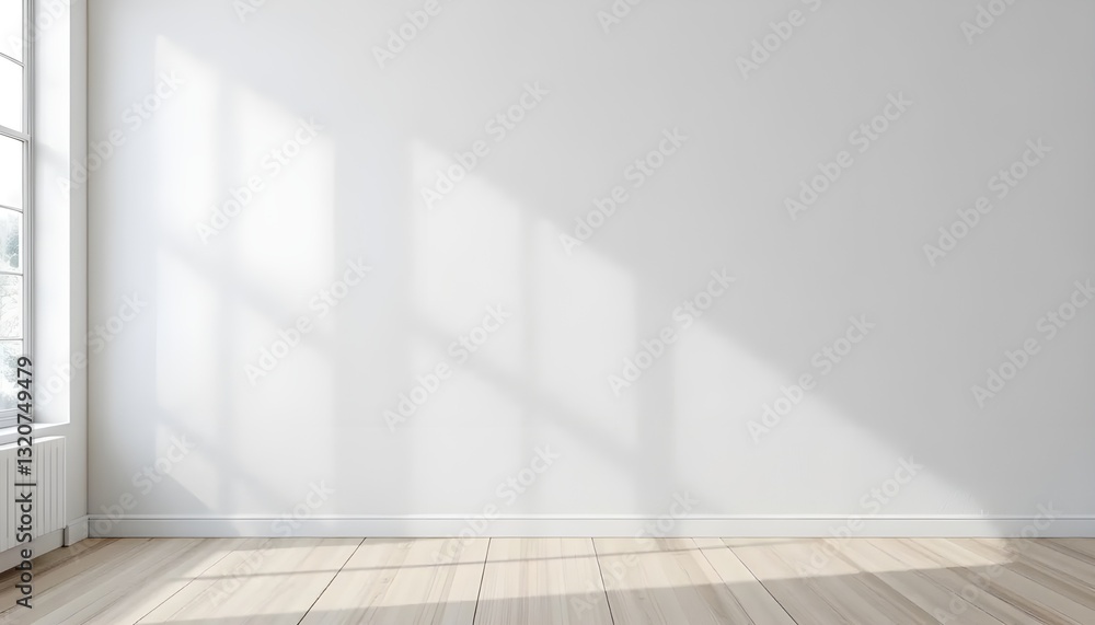 Fototapeta premium Simple White Room Interior with Plain Wall for Versatile Background Use
