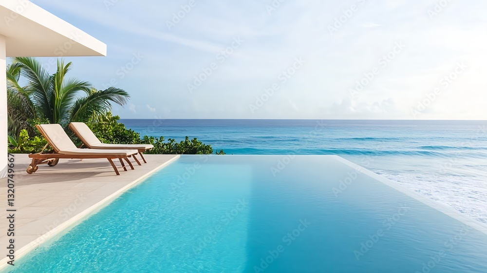 Fototapeta premium Infinity Pool Oceanfront Luxury Villa - Minimalist design