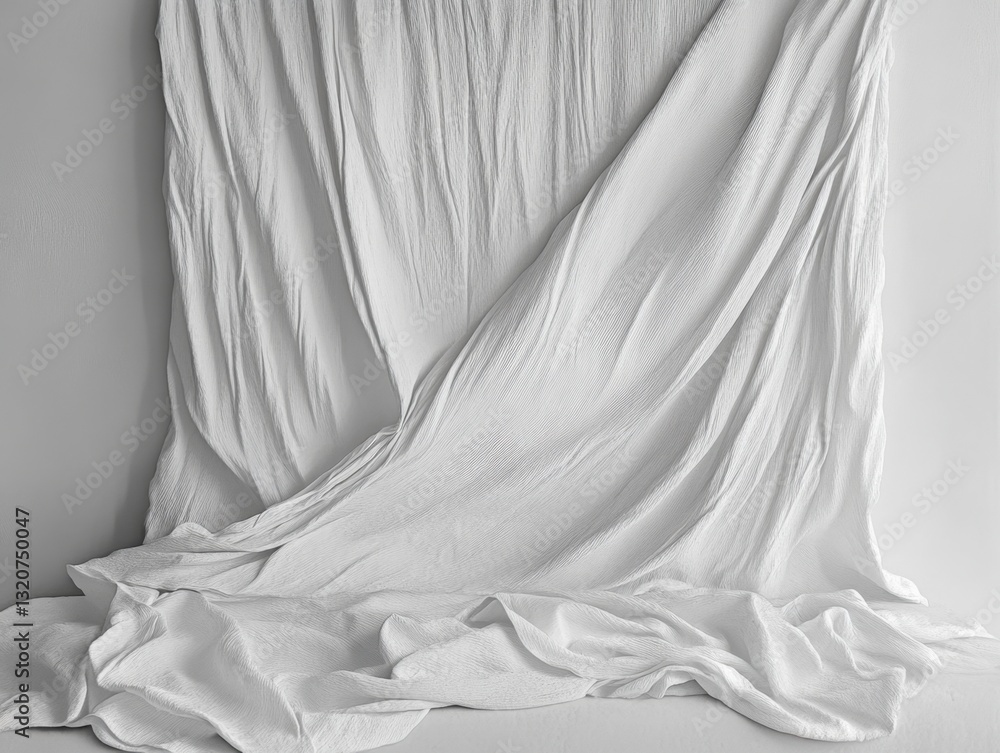Fototapeta premium A white sheet is draped over a wall