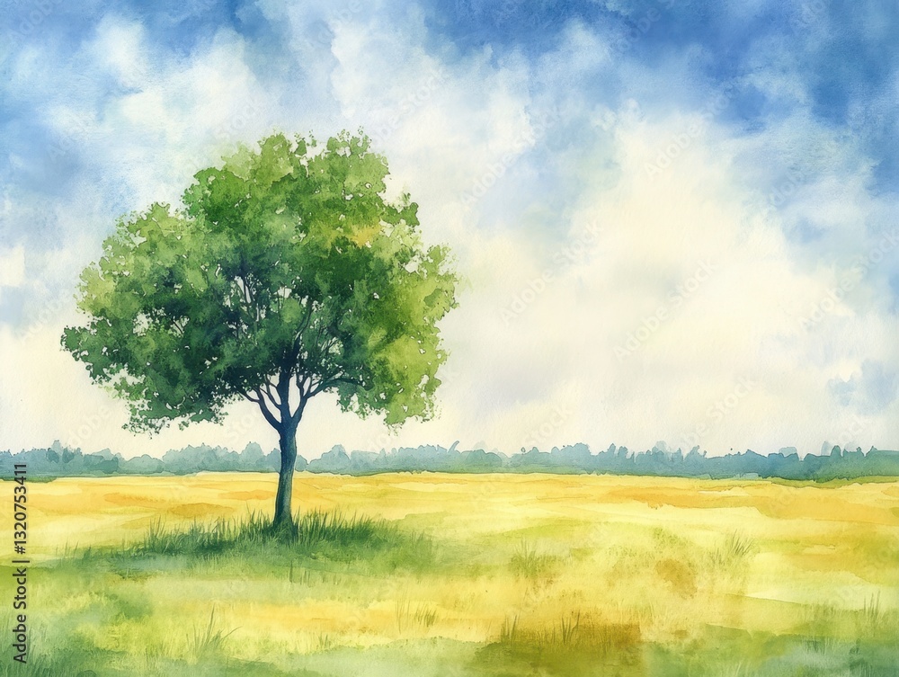 Obraz premium A tree stands in a field of grass