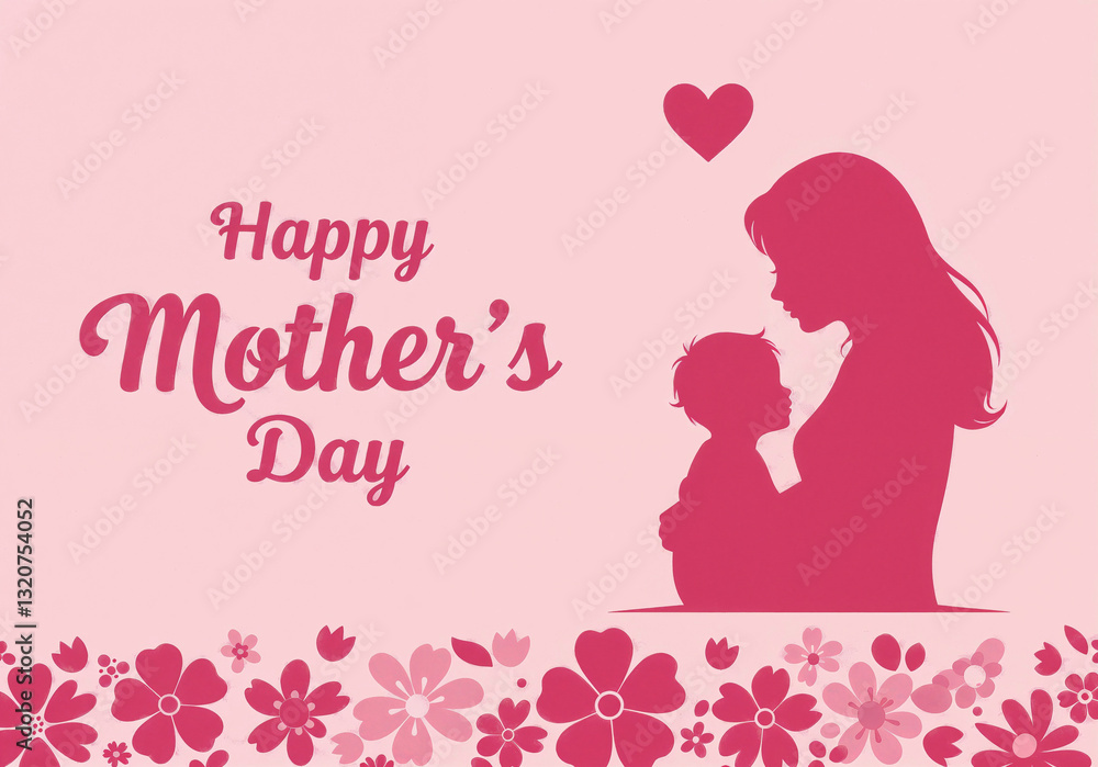 Mother's Day card, silhouette of mother and child . Generative AI Mother's Day card, silhouette of mother and child . Generative AI