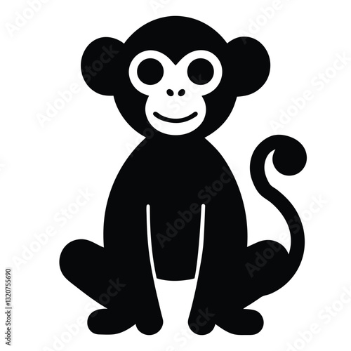 Stylized Monkey Silhouette Graphic Art for Design