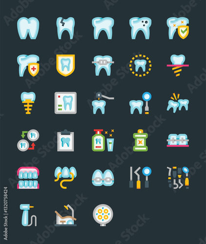 Dentistry Oral Care Color Icons