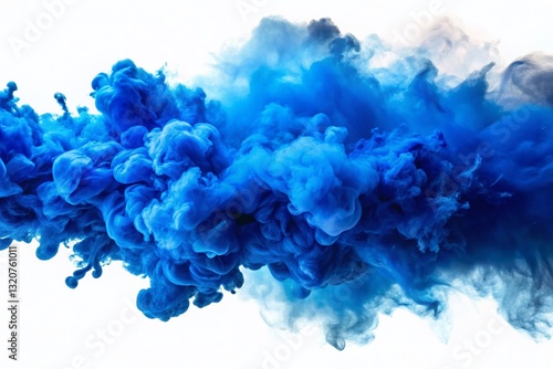 Blue Smoke Explosion Border, Isolated Background, Abstract Art, Dramatic Effect