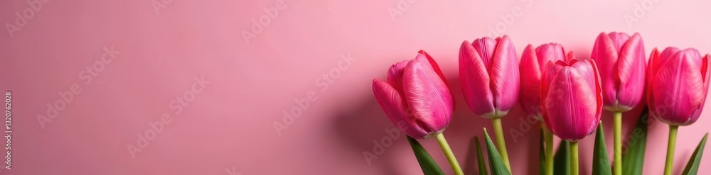 Naklejka premium Close-up vibrant pink tulips, soft background, elegance, tulip petals, background