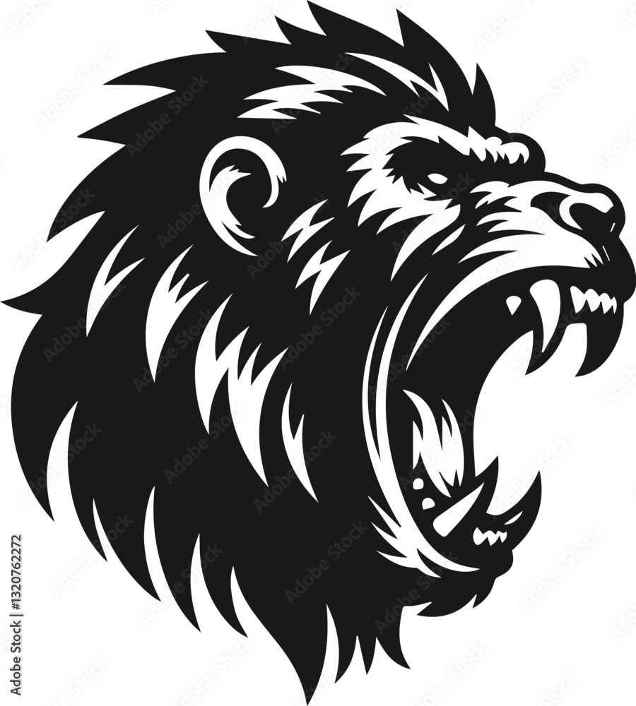Baboon baring its teeth aggressively animal vector Baboon baring its teeth aggressively animal vector