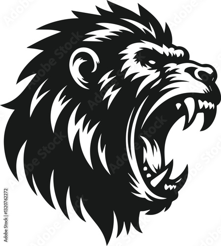 Baboon baring its teeth aggressively animal vector
