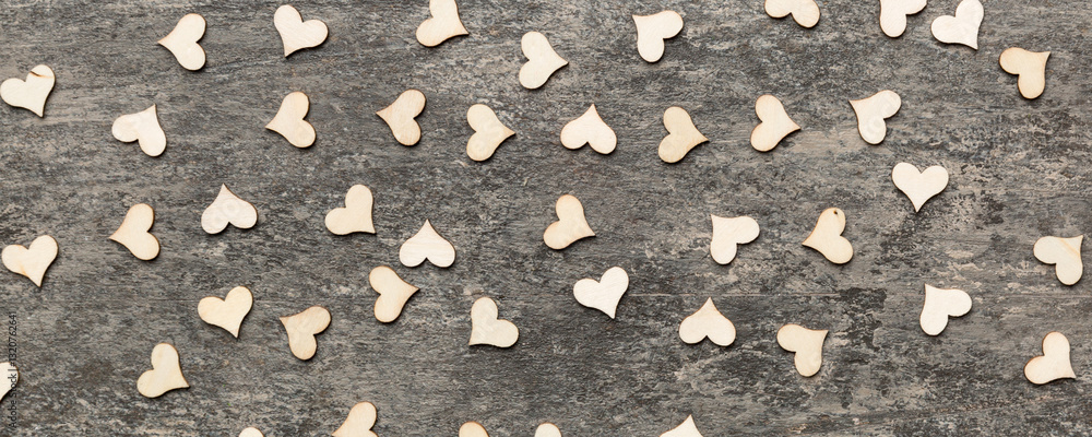 Valentine day background with red hearts, top view with copy space Valentine day background with red hearts, top view with copy space