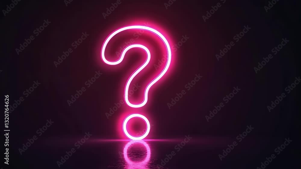 Looping Glowing Neon Question Mark on Black Background in Digital Design Looping Glowing Neon Question Mark on Black Background in Digital Design