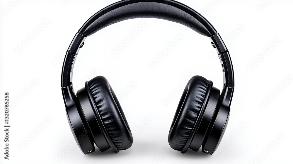 Fototapeta premium Black Over Ear Headphones on White Background