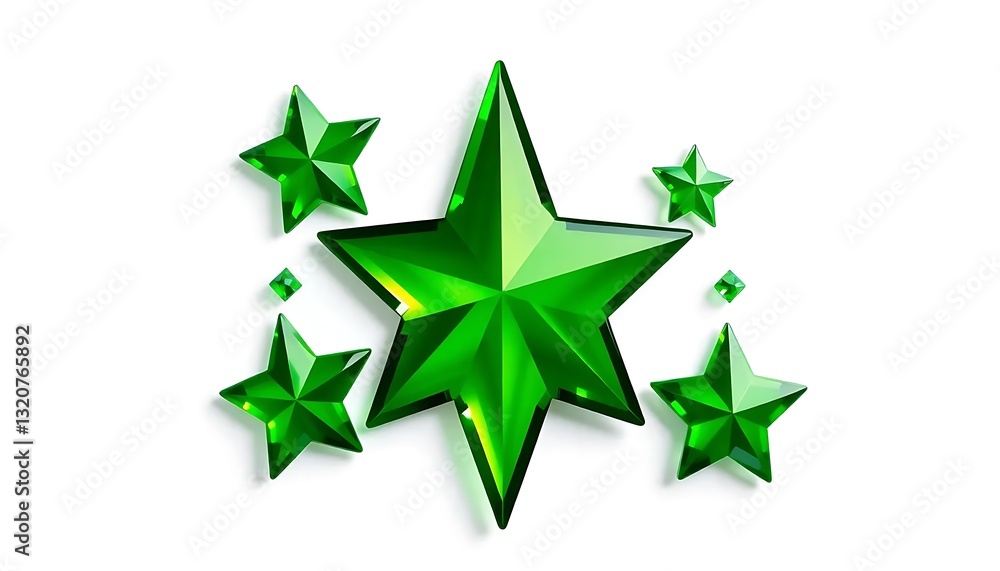 Obraz premium Green Star Jewels Sticker White Background
