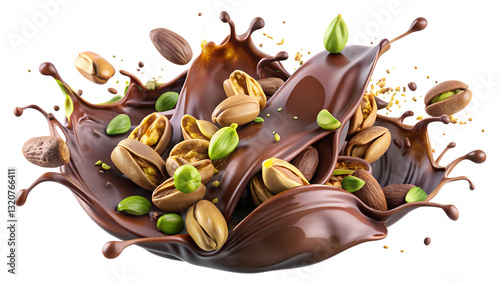 Gourmet Chocolate Splash with Pistachios and Almonds - Luxury Confectionery