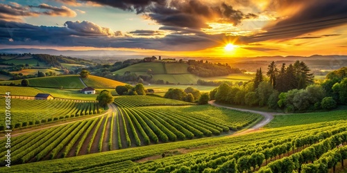 Wallpaper Mural Bordeaux Vineyard Sunset: Stunning French Countryside Landscape Photography Torontodigital.ca