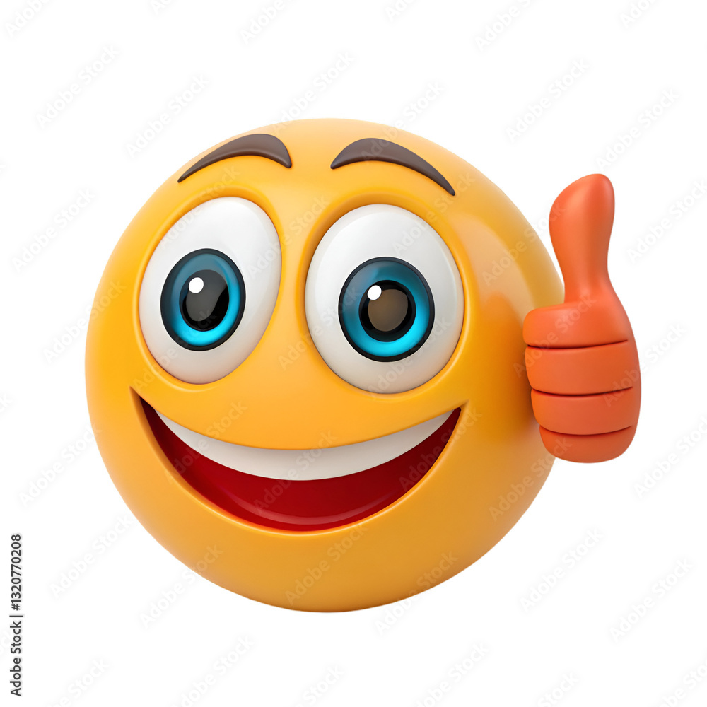 Fototapeta premium 3d A thumbs up emoticon face isolated on white background