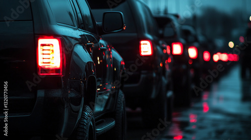 Wallpaper Mural Dark night city traffic jam red tail lights cars urban scene road rush hour photo image street motion Torontodigital.ca