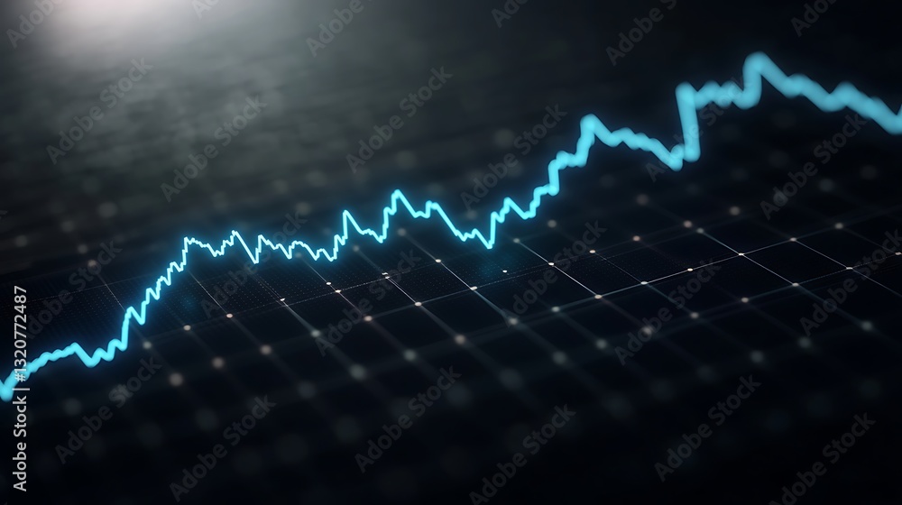 Graph showing an upward trend in a digital financial chart.